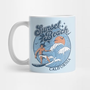 1970s Vintage Surfing Sunset Beach, California Retro Sunset // Old School Surfer // Surf California Mug